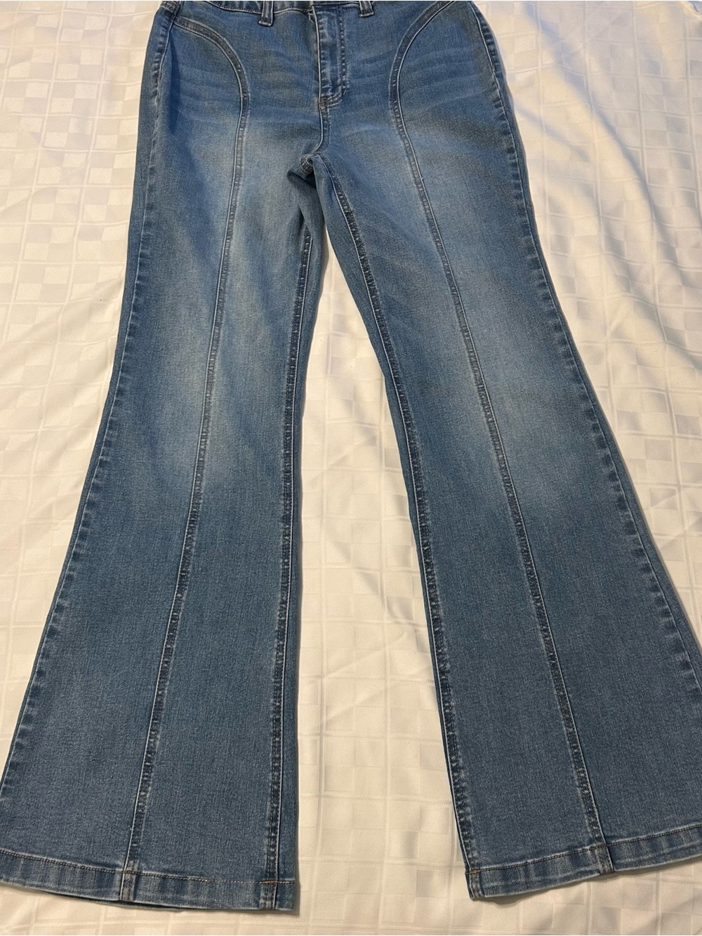 Vanilla Star Women’s Blue Denim Jeans Fit & Flare Wide Leg Size 7 / 28 Stretch